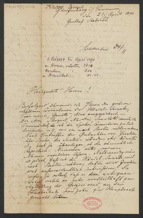 Brief an B. Schott's Söhne : 21.04.1890