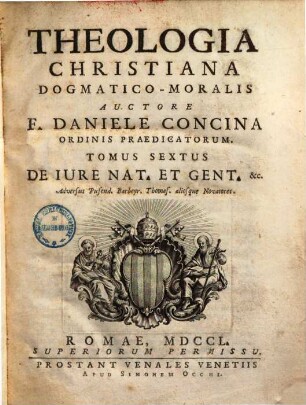 Theologia Christiana Dogmatico-Moralis, 6