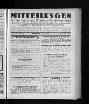 Jahrgang 1927, Hamburg, den 19. Juni, Nummer 25