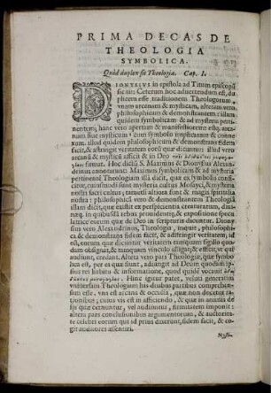 Prima Decas de Theologia Symbolica.