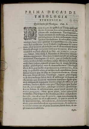 Prima Decas de Theologia Symbolica.