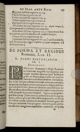 Lib. II. De Forma Et Regibus Romanis