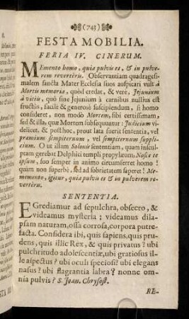 743-752, Feria IV. Cinerum; ...