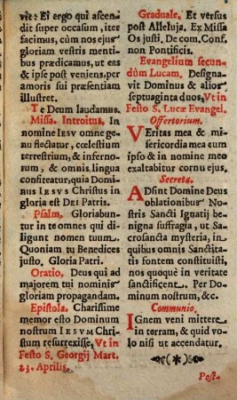 Die XXXI. Julij. In Festo S. Ignatii Loiolae Confessoris Societatis Jesv Fundatoris