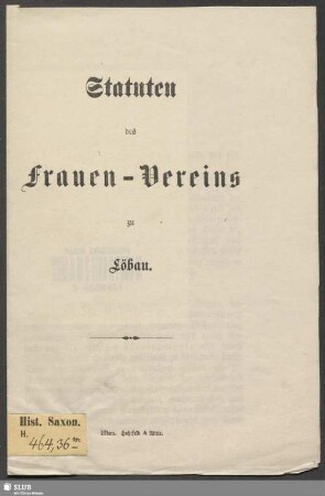 Statuten des Frauen-Vereins in Löbau