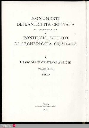 1 : Testo: I sarcofagi cristiani antichi