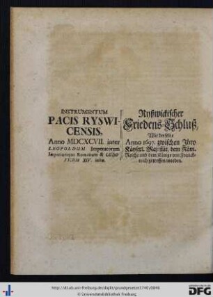 VIII. Ryßwickischer Friedens-Schluß.