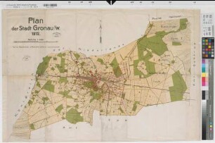 Gronau (Gronau) Stadtplan 1912 1 : 10 000 62 x 93 farb. Druck B Nr. 1245