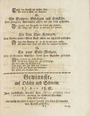 Gewinnste, auf Ochsen und Schwein