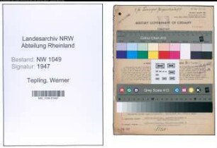 Entnazifizierung Werner Tepling , geb. 01.08.1904 (Kaufmaennischer Angestellter)