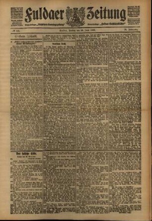 Erste Ausgabe vom Freitag, den 26. Juni 1908.