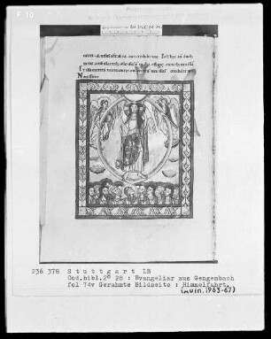 Evangeliar — Himmelfahrt Christi, Folio 74verso