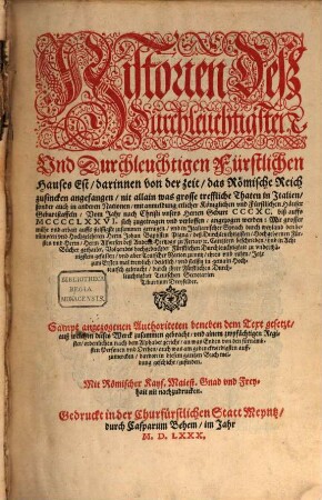 Historien deß ... Hauses Est