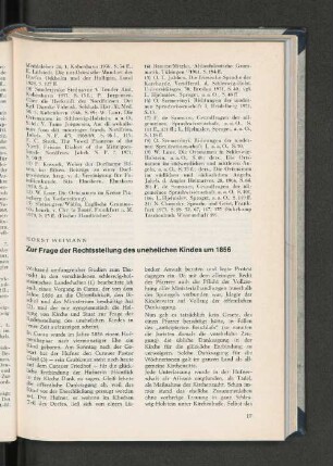 Zur Frage der Rechtsstellung des unehelichen Kindes um 1856.