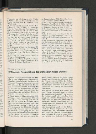 Zur Frage der Rechtsstellung des unehelichen Kindes um 1856.