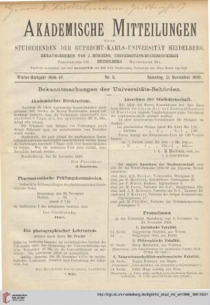 Nr. 5 (21. November 1896)