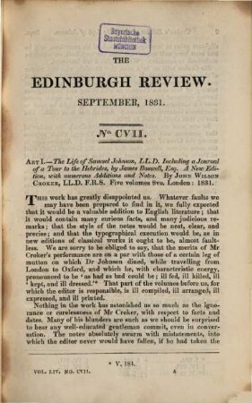 The Edinburgh review, or critical journal. 54. 1831