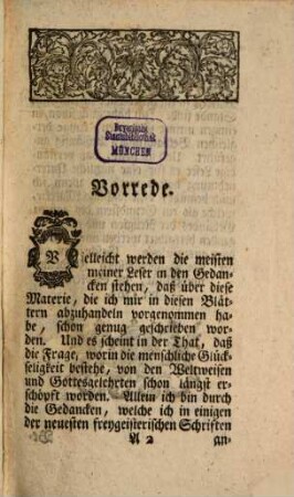 Georg Friedrich Meiers, der Weltweisheit ordentlichen Lehrers, der Königlichen Academie der Wissenschaften zu Berlin Mitgliedes, Betrachtung über die menschliche Glückseeligkeit