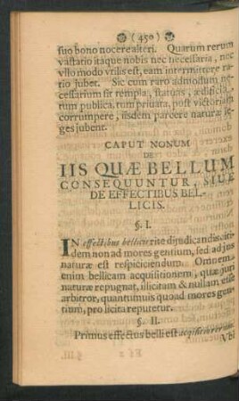 Caput Nonum. De Iis Quae Bellum Consequuntur, Sive De Effectibus Bellicis.