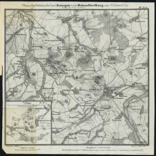 Plan der Schlacht bei Striegau und Hohenfriedberg am 4 ten Juni 1745, Lithographie, 1845 : Plan der Schlacht bei Striegau und Hohenfriedberg am 4 ten Juni 1745 / Metallog v. C. Brügner . - 1:43 000 - Potsdam : Riegel, 1845. - 1 Kt : einfarb. - Lithographie ; 41,8 x 39,7 cm. - Aus: Lützow Leo von "Die Schlacht von Hohenfriedberg oder Striegau am 4. Juni 1745", erschienen 1845
