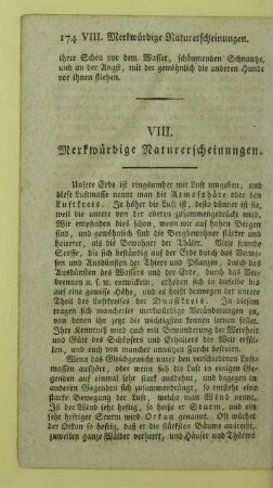 VIII. Merkwürdige Naturerscheinungen