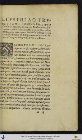 Illustri ac prudentissimo domino Philippo.