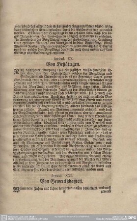 Articul XXI. Von Gewerckschafften.