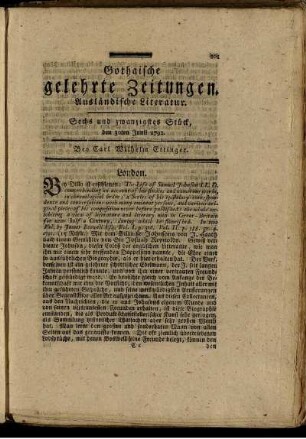 Sechs und zwanzigstes Stück, den 30ten Junii 1792.