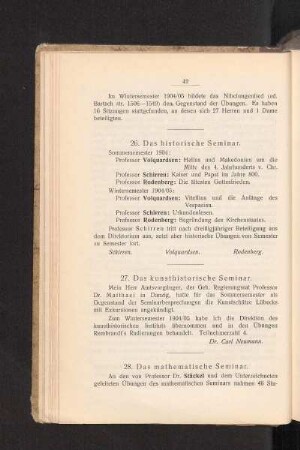 27. Das kunsthistorische Seminar.