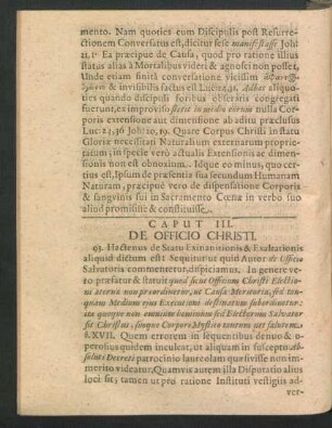 Caput III. De Officio Christi.