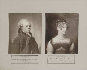 oben: Kaiserin Elisabeth von Russland, Gemälde eines unbekannten Malers unten: Markgraf Carl Friedrich von Baden, 18. Jahrhundert, Gemälde von P. Autenrieth