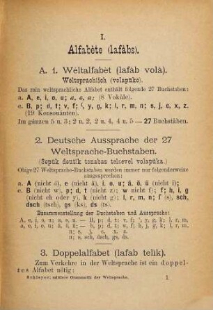 Weltspràche Mittlere Grammátik der Universàlspràche Volapuk Vom Erfinder derselben Johann Martin Schleyer