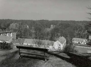 Bad Muskau, Teilansicht des Ortes mit Neuem Schloss und Park