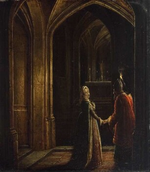 Kircheninneres mit Esther und Mordechai