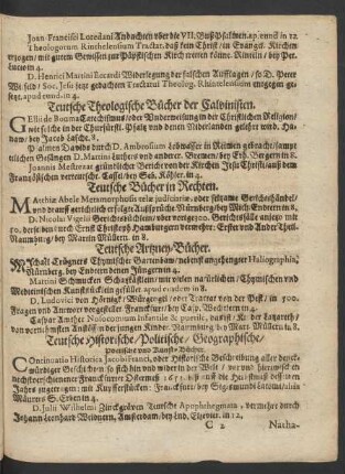 Teutsche Historische/ Politische/ Geographische/ poetische und Kunstbücher.
