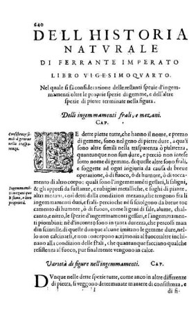 Libro Vigesimoquarto. Nel qualesi sa considerazione delle restanti spezie d'ingemmamenti oltre le proprie spezie di gemme ...