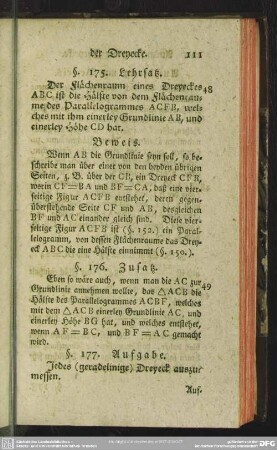 Ausmessung der Dreyecke