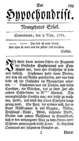 Neunzehntes Stück. Sonnabends, den 8 May, 1762.