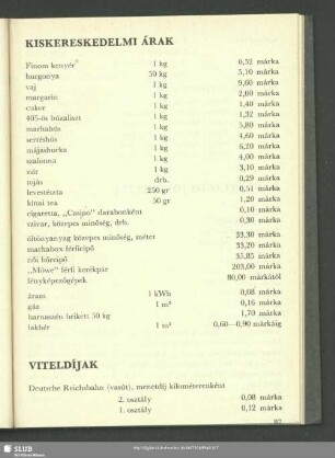 Kiskereskedelmi Árak