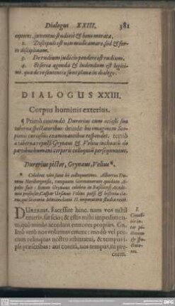 Dialogus XXIII. Corpus hominis exterius