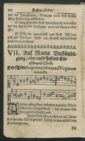 VII. Auf Mariae Verkündigung/ oder aufs Fest der Empfängniß Christi.