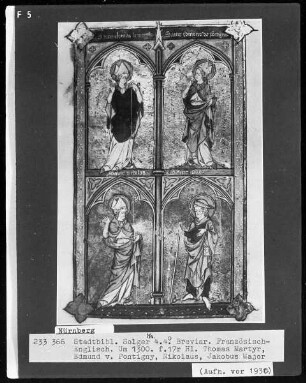 Breviar — Bildseite mit vier Heiligen, Folio 17recto
