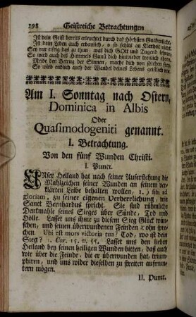 Am I. Sonntag nach Ostern, Dominica in Albis oder Quasimodogeniti genannt.