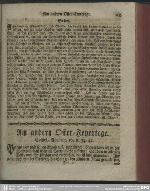 Am andern Oster-Feyertage. Epistel, Apostelg. 10. v. 34-41