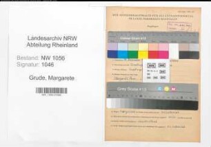 Entnazifizierung Margarete Grude , geb. 16.12.1896 (Lehrerin)