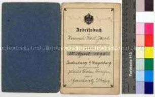 Arbeitsbuch für den Kürschnergesellen und -gehilfen Heinrich Karl Jacob aus Judenburg bei Magdeburg