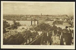 Blick vom Matthäikirchturm auf den nördlichen Teil der Stadt Leipzig