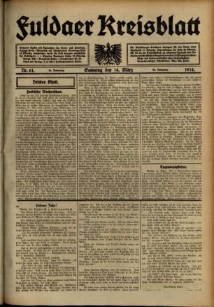 Dritte Ausgabe vom Samstag, den 14. März 1914.
