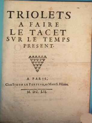 Triolets a faire le tacet sur le temps present