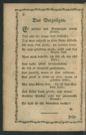 Das Vergnügen.